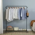 thumbnail image 3 of Black Clothing Garment Rack Heavy Duty Commercial Grade Clothes Stand Rack with Top Rod and Hook and Lower Storage Shelf, 3 of 5
