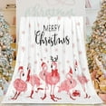thumbnail image 2 of Merry Christmas Fuzzy Blanket Pink Flamingo Snowflake Throw Blanket Xmas Soft Cozy Flannel Blanket for Home Party Bed Sofa Couch, 50 x 60 Inch, 2 of 6
