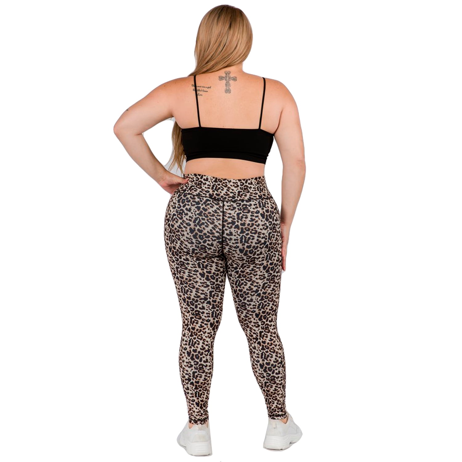 Women s Active Cheetah Print Workout Leggings Plus Size Walmart
