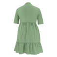thumbnail image 5 of Neewe Robe Midi Grande Taille pour Femmes, Unie, Col en V, Manches Courtes, Boutonnée, avec Poches, Robe T-Shirt, 5 of 5
