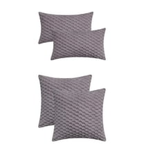 Unique Bargains 4 Pcs Pack of 4 Soft Fuzzy Plush Cushion Cover Grey 12" x 20"/16" x 16"