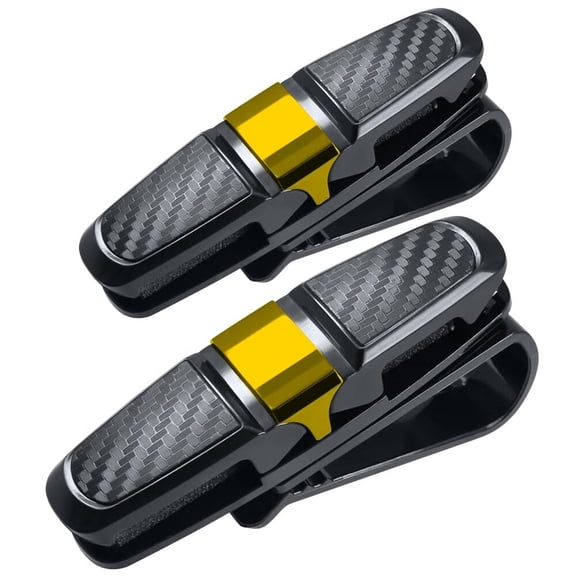 2 Pack Glasses Holders for Car Sun Visor,Sunglasses Eyeglasses Mount with Ticket Card Clip - Black Gold