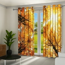 Aofoto Fall Tree Forest Blackout Curtains, Autumn Scenery Curtains for Home Bedroom Living Room , 2 Panel , 42x96 Inches