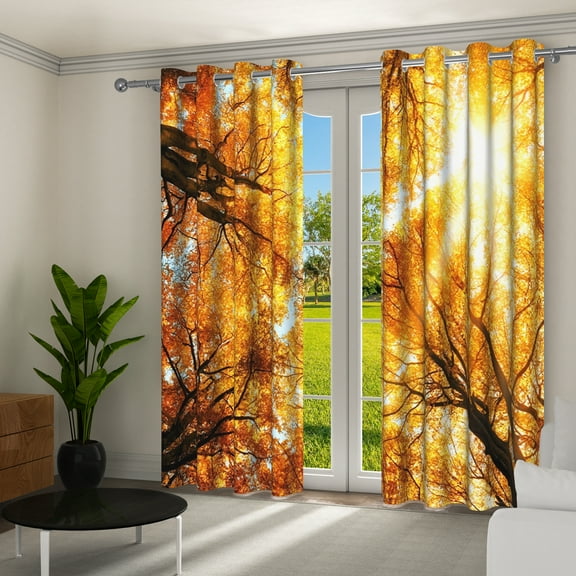 Aofoto Fall Tree Forest Blackout Curtains, Autumn Scenery Curtains for Home Bedroom Living Room , 2 Panel , 42x96 Inches