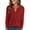 07-Bright Red, variant on Long Sleeve Waffle Knit Shirts for Women Spring Fall Dressy Casual Button Up V Neck Henley Tops Loose Basic Tees Winter Clothes Red Brown Medium
