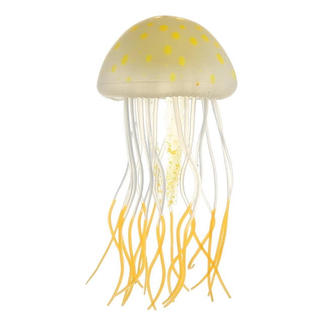 Decoración de medusas para pecera, adornos fluorescentes de silicona para medusas, decoración de acuario con ventosa, naranja, 2,2 "x 4,5"
