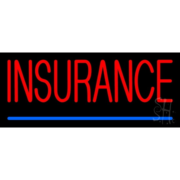 Red Insurance Blue Line LED Neon Sign 10 x 24 - inches, Black Square Cut Acrylic Backing, with Dimmer - Bright and Premium built indoor LED Neon Sign for Defence Force.