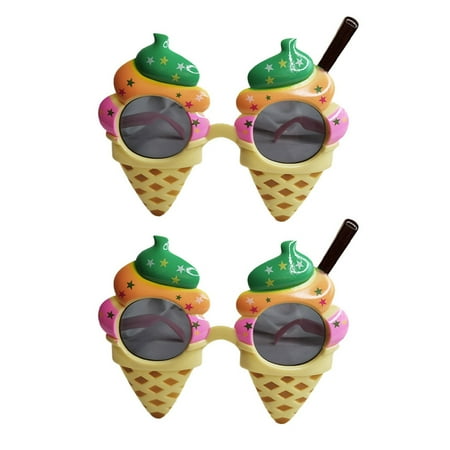 

1 Set of 2pcs Ice Cream Shaped Eyeglasses Attractive Eyewear Decorative Props
