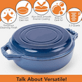 thumbnail image 3 of 2-in-1 Enameled Cast Iron Braiser Pan with Grill Lid - 3.3-Quart Small Dutch Oven, Serves as Both Casserole & Stovetop Grill Pan, Cast Iron Cookware, 3 of 6