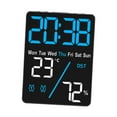 thumbnail image 2 of Reloj despertador digital de escritorio con enchufe, función de repetición de alarma, fecha y temperatura, 12/24 h Luz de fondo azul, 2 of 9