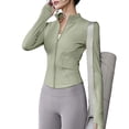 thumbnail image 3 of HVOBTTY Women's High Stretch Sports Jacket Stand Collar Yoga Casual Fashion Lightweight Soft Tops Mint Green, L, 3 of 4