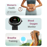 Smart Watch for Women Waterproof Black, Small, Round Womens Watch Compatible with iPhone Android Phones Fitness Tracker Watch with Heart Rate Monitor Pedometer Sleep Tracker