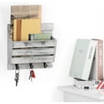 thumbnail image 7 of Oumilen Wood Wall Mount Mail & Key Holder Organizer with 3 Key Hooks, Rustic White Gray, 7 of 7