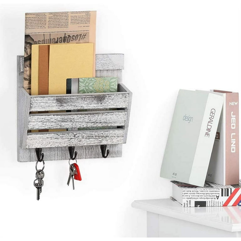Nekon Wall Mounted Mail Rack With Key Hooks, Hallway