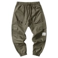 thumbnail image 2 of Pantalones cargo de algodón para hombre - Cintura elástica con cordón - Pantalones deportivos informales, tallas M-XXXL, 2 of 8