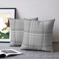 thumbnail image 2 of Pillow Covers 20x20 Set of 2, Grey Checkered Throw Pillow Covers Decorative Couch Cushion Cover, Stripes Gray Buffalo Plaid Microfiber Soft Square Pillowcases for Bedroom Living Room Sofa, 2 of 9
