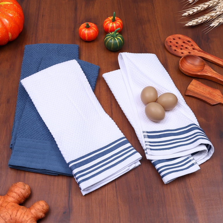 Mainstays 4-Pack 16”x26” Woven Kitchen Towel Set, Blue Corduroy