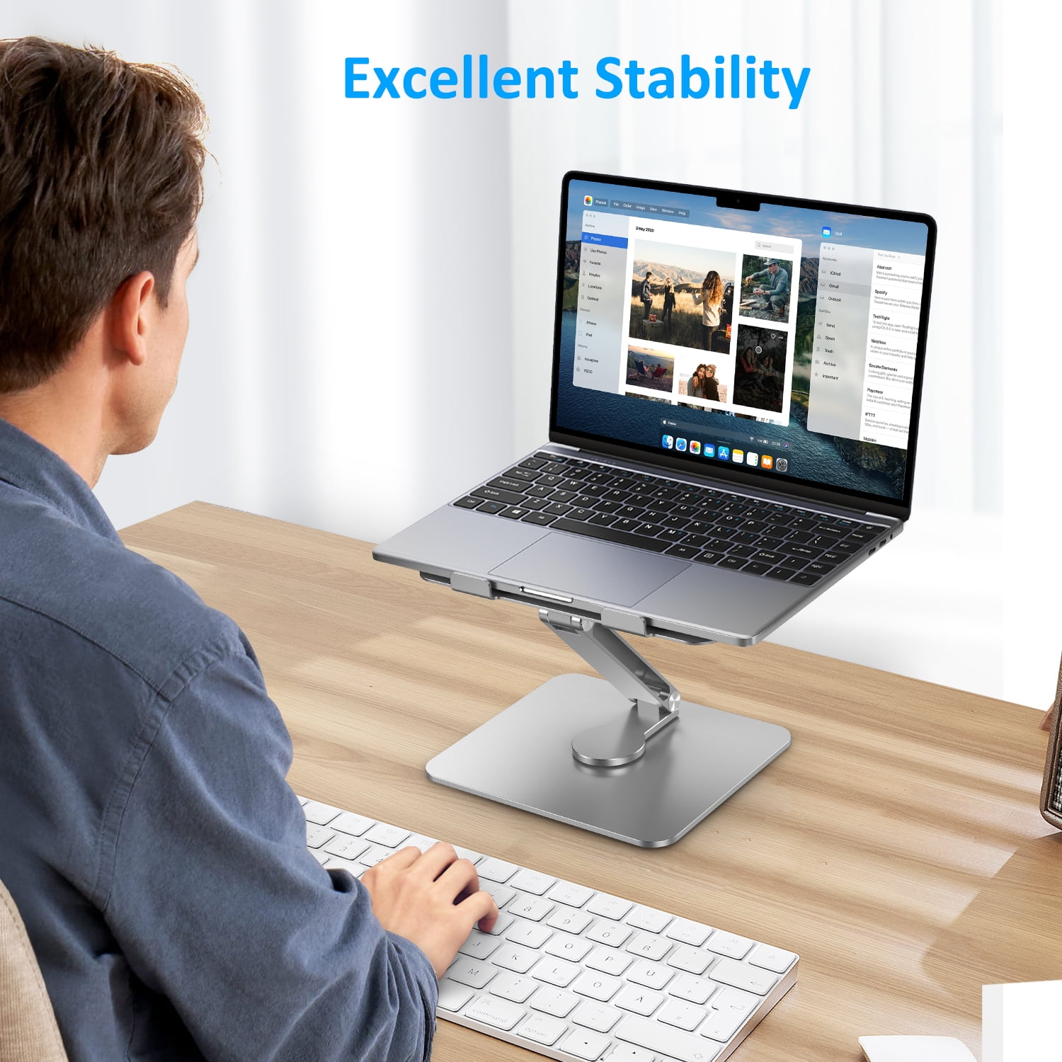 Laptop Stand for Desk Adjustable Portable Stable Laptop Holde Notebook Compatible with MacBook Air/Pro，for Dell, for HP, for ASUS Vertical Stand, Laptops from 10-17in，Silver