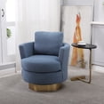 thumbnail image 2 of Fabric Swivel Barrel Chair, Modern Upholstered Swivel Sofa Chair with 360 Degree Swivel Stainless Steel Base and Convertible Seat Cushion, 2 of 8