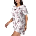 thumbnail image 2 of Naloa Pink Butterflies (2) Women's Short-Sleeved Pajama Set, Loungewear, Summer pajamas, Breathable Cozy - 4X-Large, 2 of 9