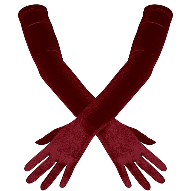 QIDESHIP Prom Party Velvet Long Gloves Rd1, Polyester,Spandex Hand Protection Equipment, 1 Pair Of Gloves, Opera Dance Finger 1920S Bridal Long Length Gloves Satin Womens Gloves Gloves