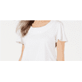 thumbnail image 2 of Karen Scott Women's Basketweave Trim Flutter Sleeve Top White Size Large, 2 of 3