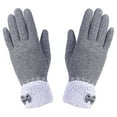 thumbnail image 1 of 1 Pair Touch Screen Winter screen gloves Gloves Women Girls Outdoor Riding Hand Warmer Flower Fuzzy Ball Mittens, 1 of 6