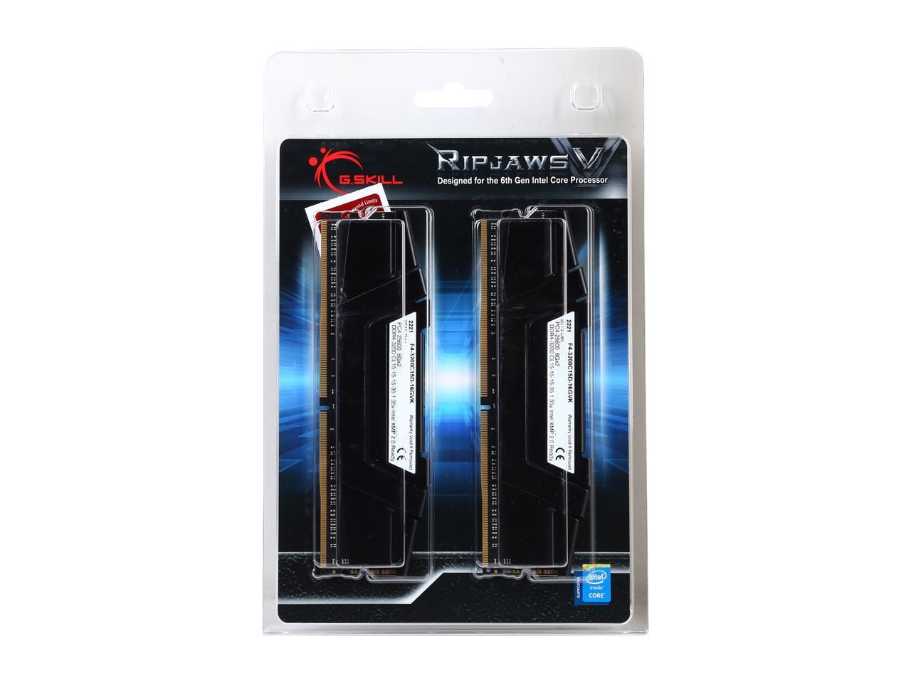 G.SKILL Ripjaws V Series 16GB (2 x 8GB) DDR4 3200 (PC4 25600) Desktop Memory Model F4-3200C15D-16GVK