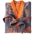 thumbnail image 6 of Jiibva Cotton Kimono Robes With Belt For Men, Jacquard Thin Printed Bathrobe Japanese Robes Pajamas Yukata Belted Robe for Home Casual Wear, 6 of 7
