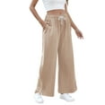 thumbnail image 5 of TEMOFON Womens Baggy Wide Leg Palazzo Pants Casual Loose Drawstring Elastic Waisted Lounge Trousers with Pockets, 5 of 7
