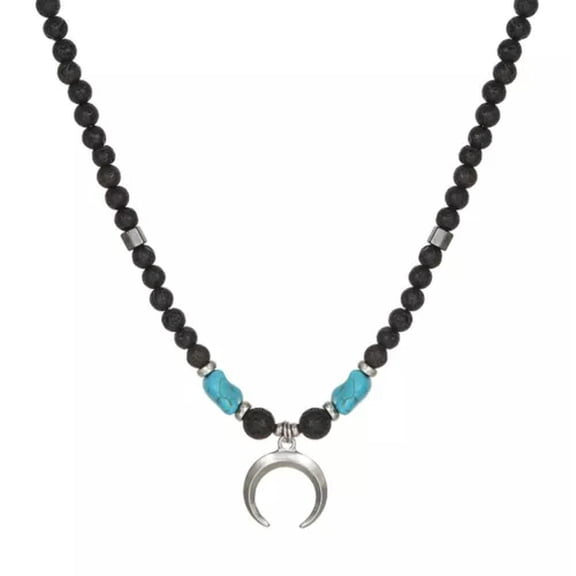 HOOUN Handmade Stone Men's Necklace 6mm Tiger Eye Lava Spiritual Party Jewelry Gift-style 4