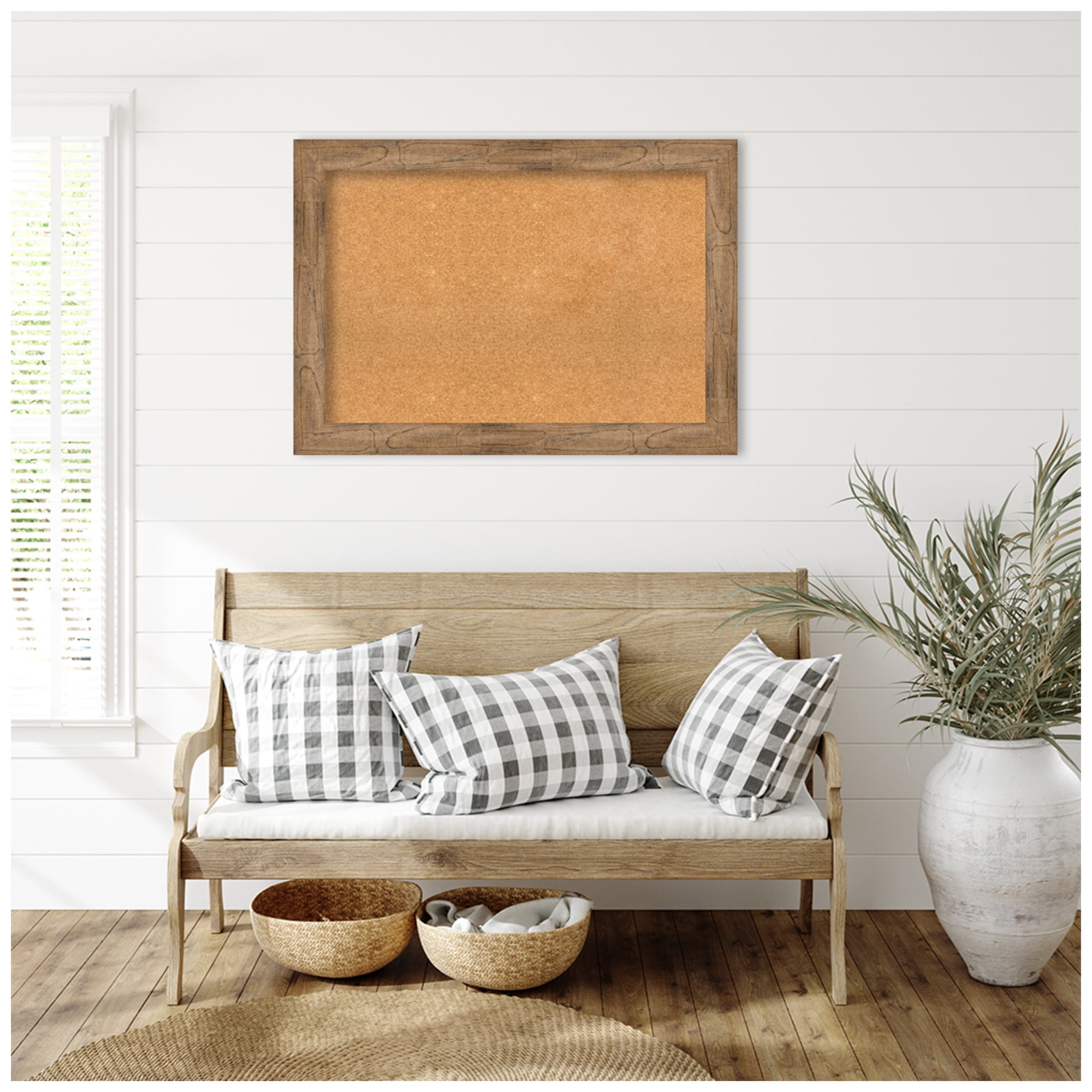 Amanti Art Natural Cork Board Wood Framed Owl Brown Bulletin Board 42 in. x 30 in.