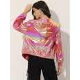 thumbnail image 4 of Disfraz de navidad Allegra K chaqueta metálica con capucha Rosa Claro S, 4 of 5