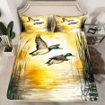 thumbnail image 2 of Manfei Rustic Mallard Duck Bed Sheets,Fly Animal King Sheets,Orange Sunset Sheet Set For Men Women,Breathable Home Decor,4-Piece, 2 of 7
