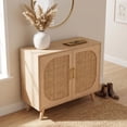 thumbnail image 2 of Homy Casa Accent Cabinet, 2-Door Rattan Storage Cabinet with Shelves, Natural, 2 of 8