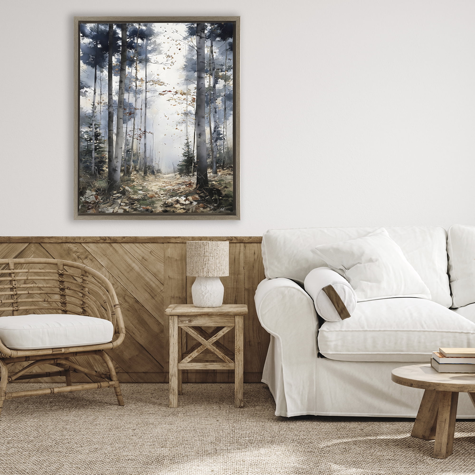 Stupell Industries Cold Woods Birch Forest Brown Framed Floater Canvas Wall Art, design by Franklyn Gregory