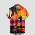 thumbnail image 3 of Gaecuw Button down Shirts for Women Collared Short Sleeve Blouses Tees Hawaiian Floral Print T Shirts Summer Shirts Lapel Neck Tops Tropical Vacation Outfits Resort Wear Brown S, 3 of 4