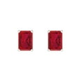 thumbnail image 3 of 1 ct Push-Back Stud Earrings for Women | 6x4mm Emerald Cut Simulated Pink Tourmaline | 18K White Gold, 3 of 5