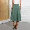 thumbnail image 3 of Difdany Women's Bohemian A-Line Elastic Waist Flowy Midi Skirt with Pockets Dark Green S, 3 of 8