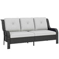 thumbnail image 1 of Outsunny 3 Seater Outdoor Sofa with Cushions Rattan Patio Couch Light Grey, 1 of 10