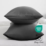 [Pillowcase]-Ultra Soft Brushed Microfiber Pillowcases Set, Cozy Machine Washable Bed Pillow Cases, King Size, Dark Gray, 2 Piece