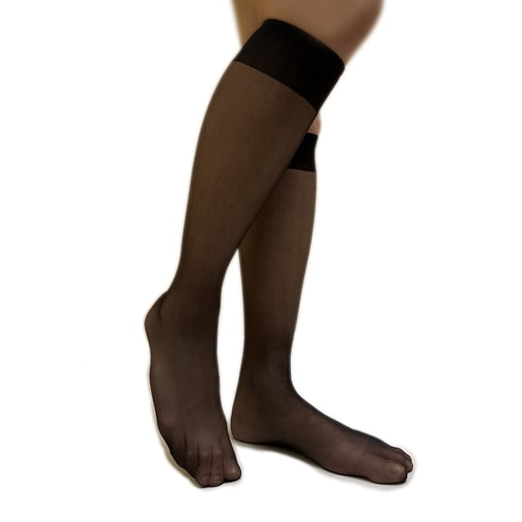 12 Pairs Women Ultra Sheer Knee High Sock with Wide Comfort Top, Fits 8 1/2 - 11, Jet Black (12 Pairs)