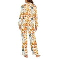 thumbnail image 4 of FOR U DESIGNS Thanksgiving Pumpkin Pajama Sets for Women 2 Piece Button Down Long Pants Size 4XL Sleepwear Long Sleeve V-neck Tops for Women Jogger Loungewear Fall, 4 of 7