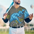 thumbnail image 6 of Daiia Fun Riding Dinosaur Mens Baseball Jersey Button Down Shirts Short Sleeve Sports Uniforms-Medium, 6 of 9