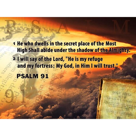 Tri-Seven Entertainment Psalm 91 Inspirational Art Print 24” x 18” Poster
