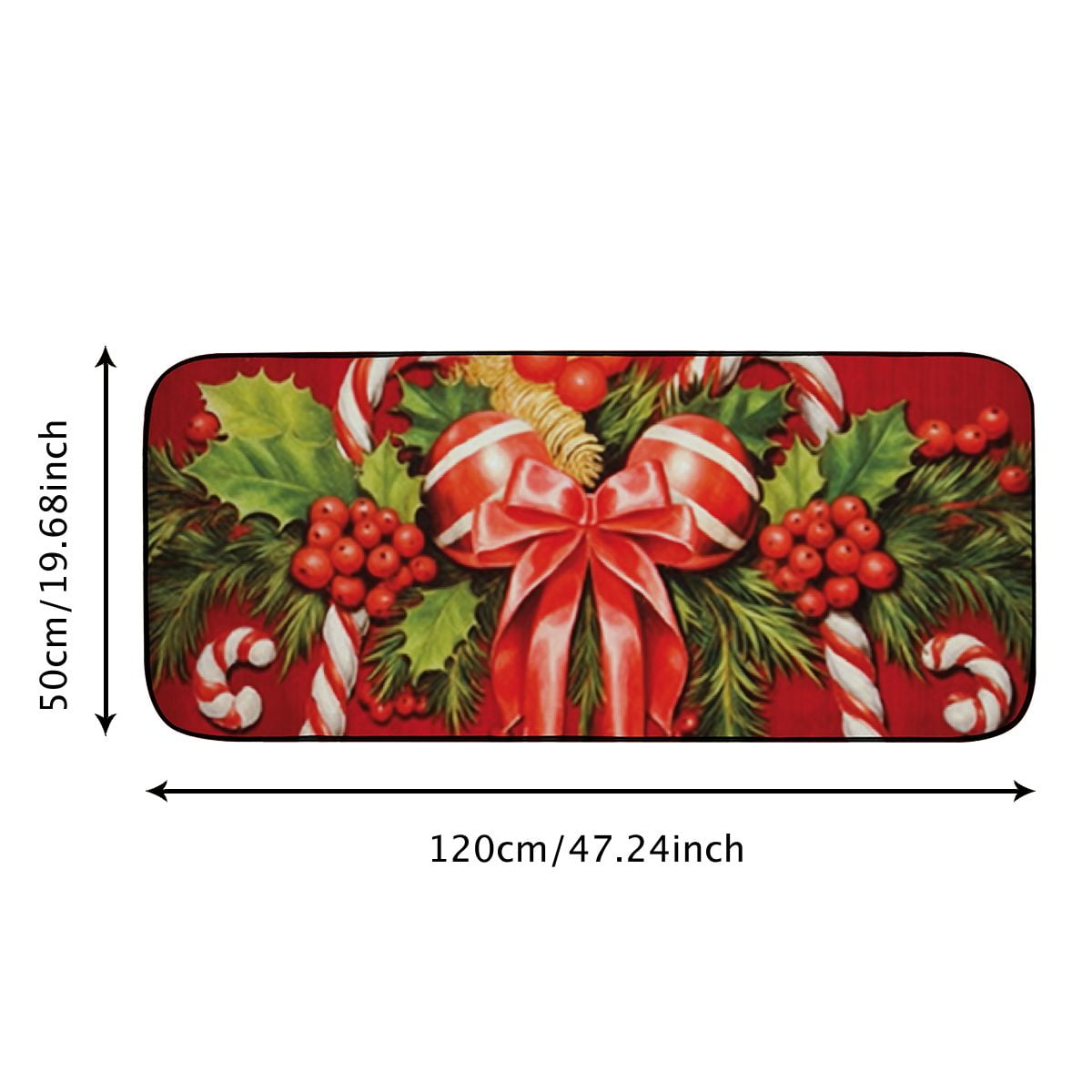 Qinduosi Mats, Christmas Doormat, Front Back Mat Rubber Backing, Non Slip, Indoor &amp; Outdoor, Waterproof, Use for Entry, Patio, Areas, Red Candy Canes 19.68*47.24 in