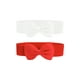 thumbnail image 5 of Cinturones elásticos de 2 piezas con lazo para mujer INSPIRE CHIC de 2.4" de ancho, elegante, lindo y ajustable para cintura de vestido de boda de 24 a 32" blanco + rojo, 5 of 7