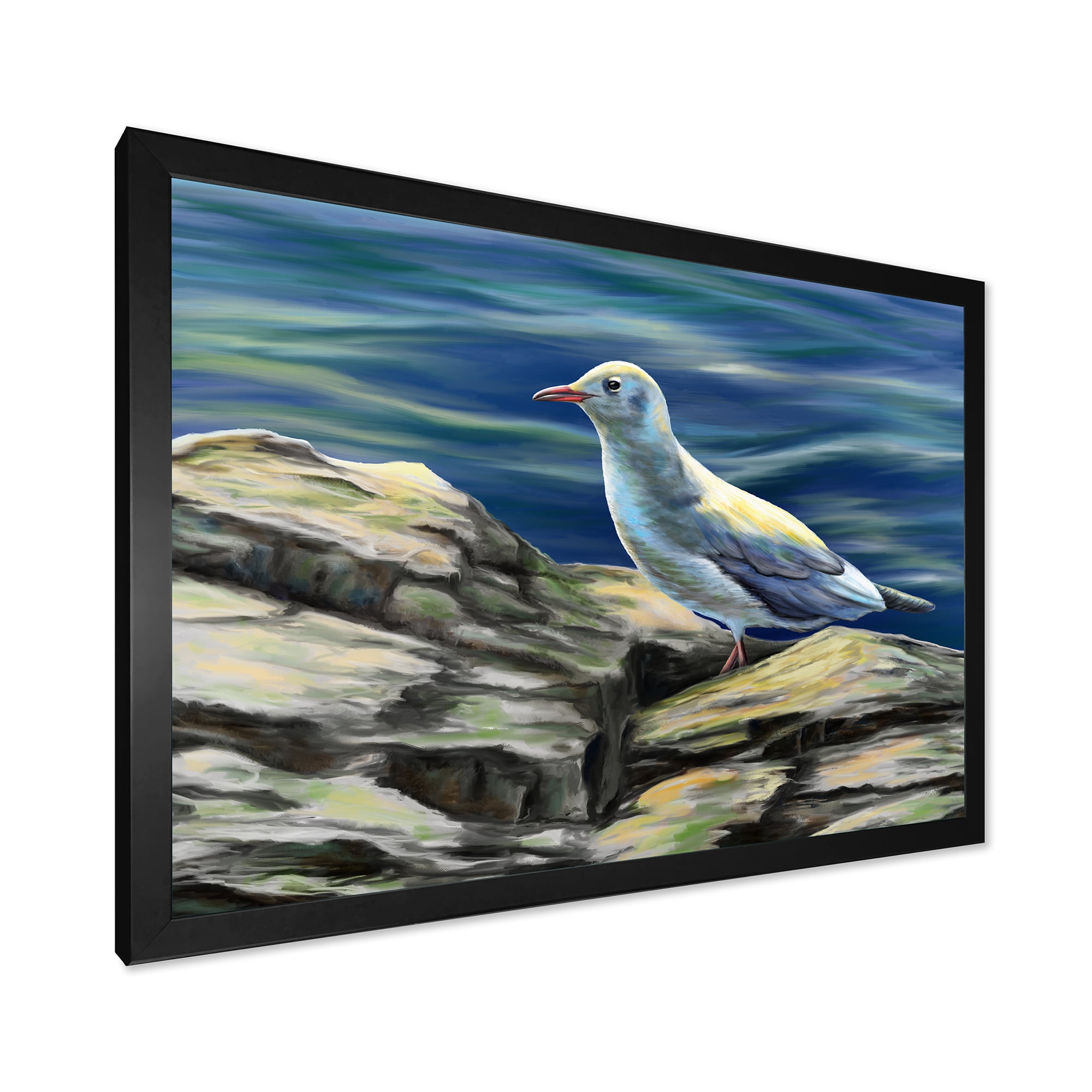 Designart 'Portrait of Seagull Birds By The Sea' Nautical & Coastal Framed Art Print