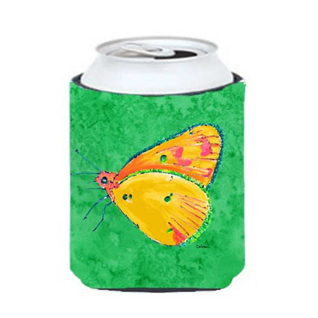 Papillon Orange sur une Canette Verte Ou une Douille de Bouteille - 12 oz.