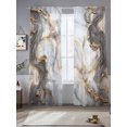 thumbnail image 2 of Marble White Gold Sheer Curtains 84 Inch Length 2 Panels Set, Abstract Modern Geometric Printed Voile Window Treatment Rod Pocket Curtains Sheers Drapes for Bedroom/Living Room/Kitchen 52"x84"x2, 2 of 7